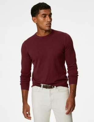 

Mens M&S Collection Pure Cotton Crew Neck Jumper - Redwood, Redwood