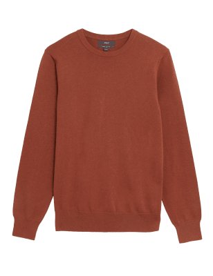 

Mens M&S Collection Pullover aus reiner Baumwolle mit Rundhalsausschnitt - Dark Orange, Dark Orange