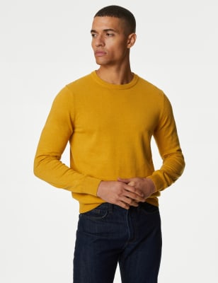 

Mens M&S Collection Pure Cotton Crew Neck Jumper - Medium Yellow, Medium Yellow