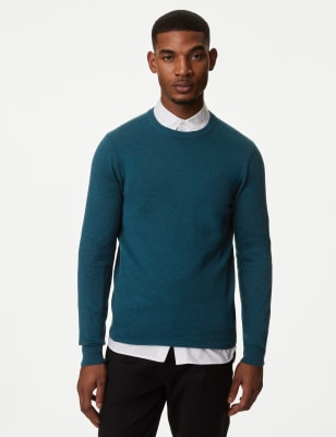 

Mens M&S Collection Pure Cotton Crew Neck Jumper - Light Teal, Light Teal