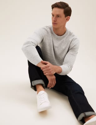 

Mens M&S Collection Pure Cotton Crew Neck Jumper - Light Grey, Light Grey