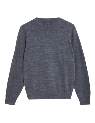 

Mens M&S Collection Pure Cotton Crew Neck Jumper - Blue/Grey, Blue/Grey