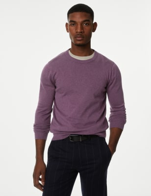 

Mens M&S Collection Pure Cotton Crew Neck Jumper - Dark Grape, Dark Grape