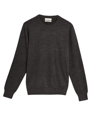 

Mens M&S Collection Pure Cotton Crew Neck Jumper - Dark Charcoal, Dark Charcoal