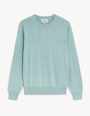 

Mens M&S Collection Pure Cotton Crew Neck Jumper - Mint, Mint