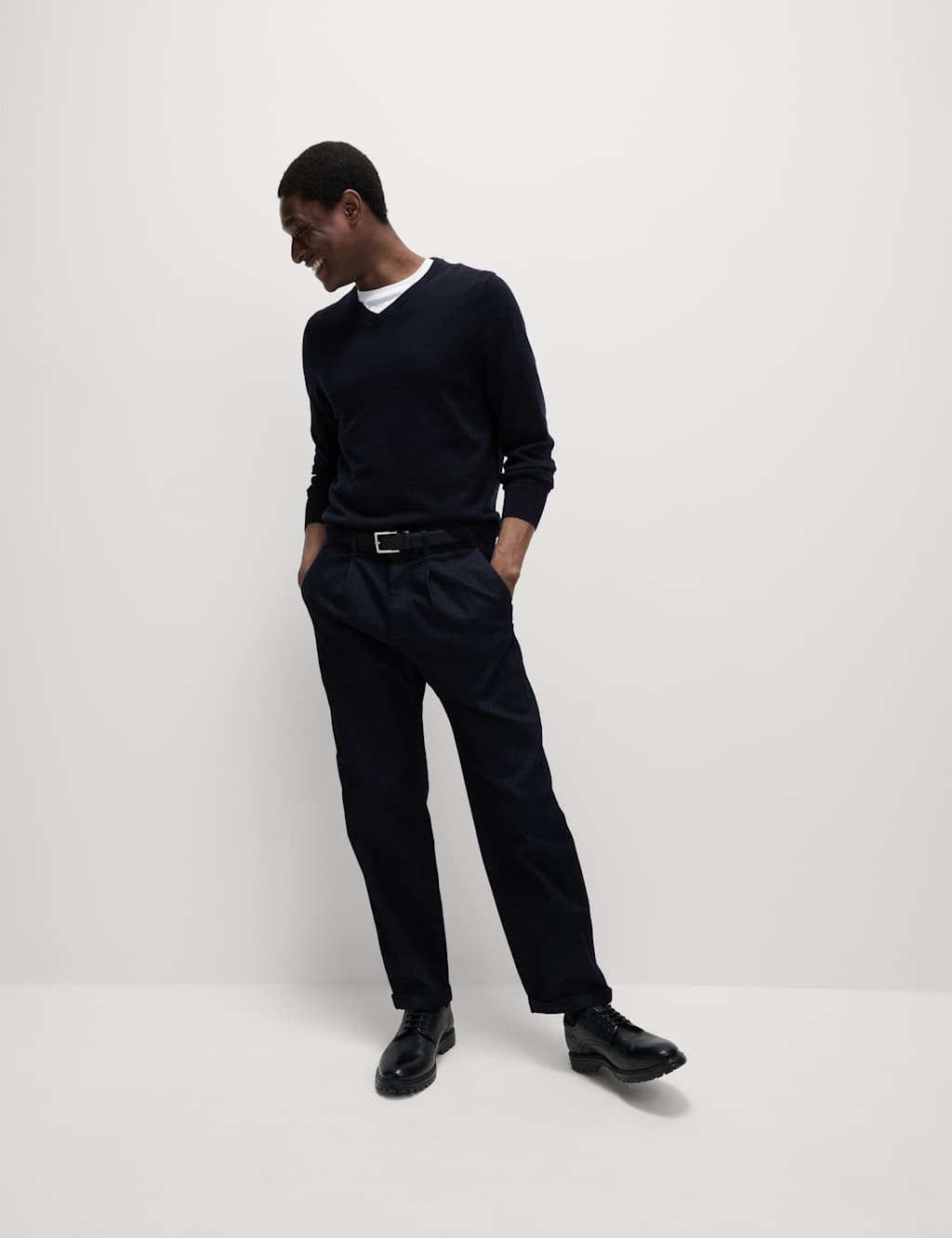 Pure Cotton V-Neck Knitted Jumper image 2