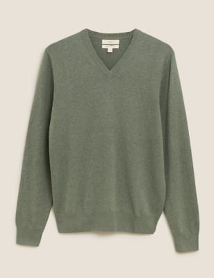 

Mens M&S Collection Pure Cotton V-Neck Jumper - Sage Green, Sage Green