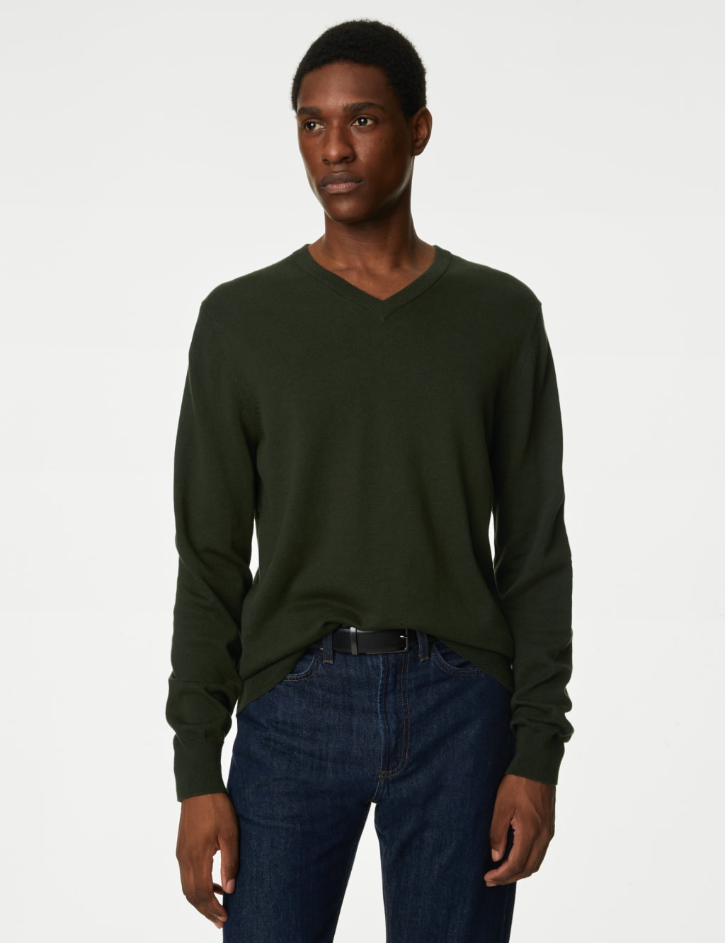 Pure Cotton V-Neck Knitted Jumper image 4