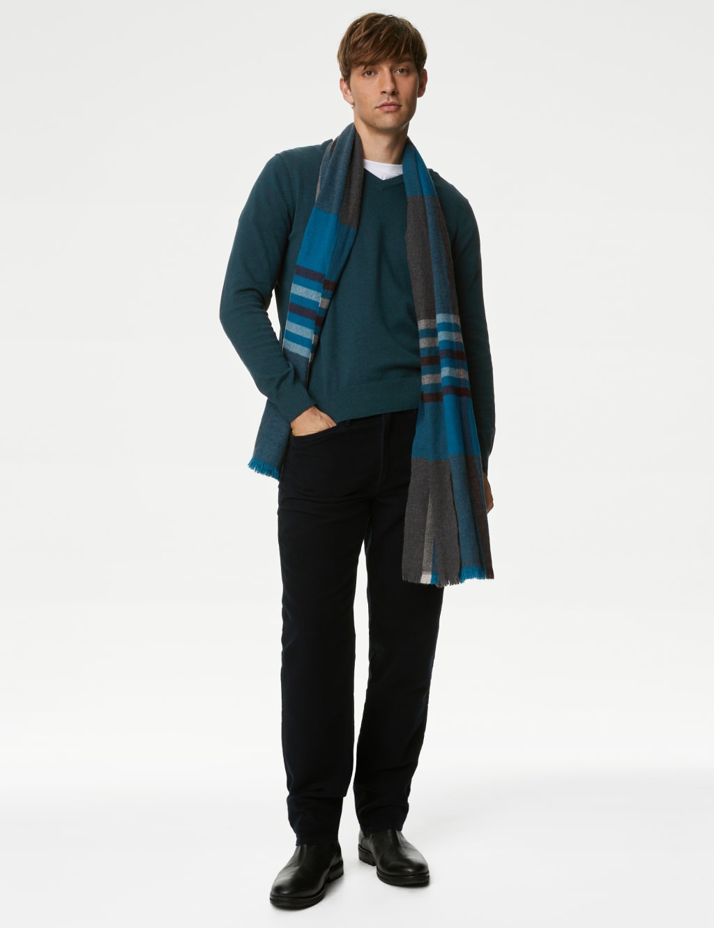 Pure Cotton V-Neck Knitted Jumper image 3