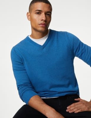 

Mens M&S Collection Pure Cotton V-Neck Jumper - Periwinkle, Periwinkle