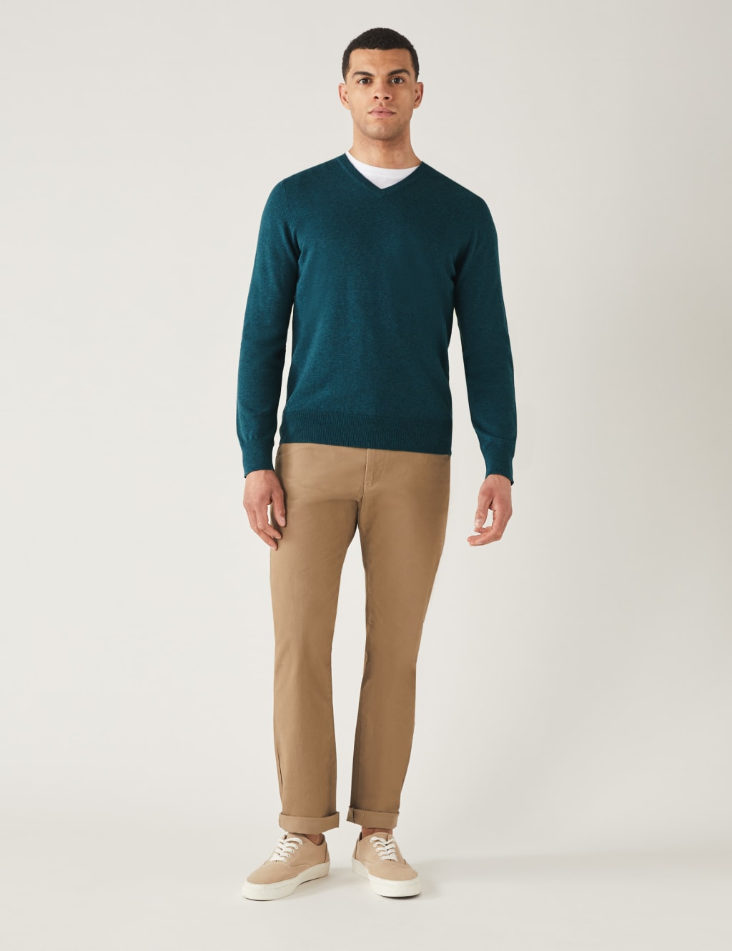 Pure Cotton V-Neck Knitted Jumper image 2