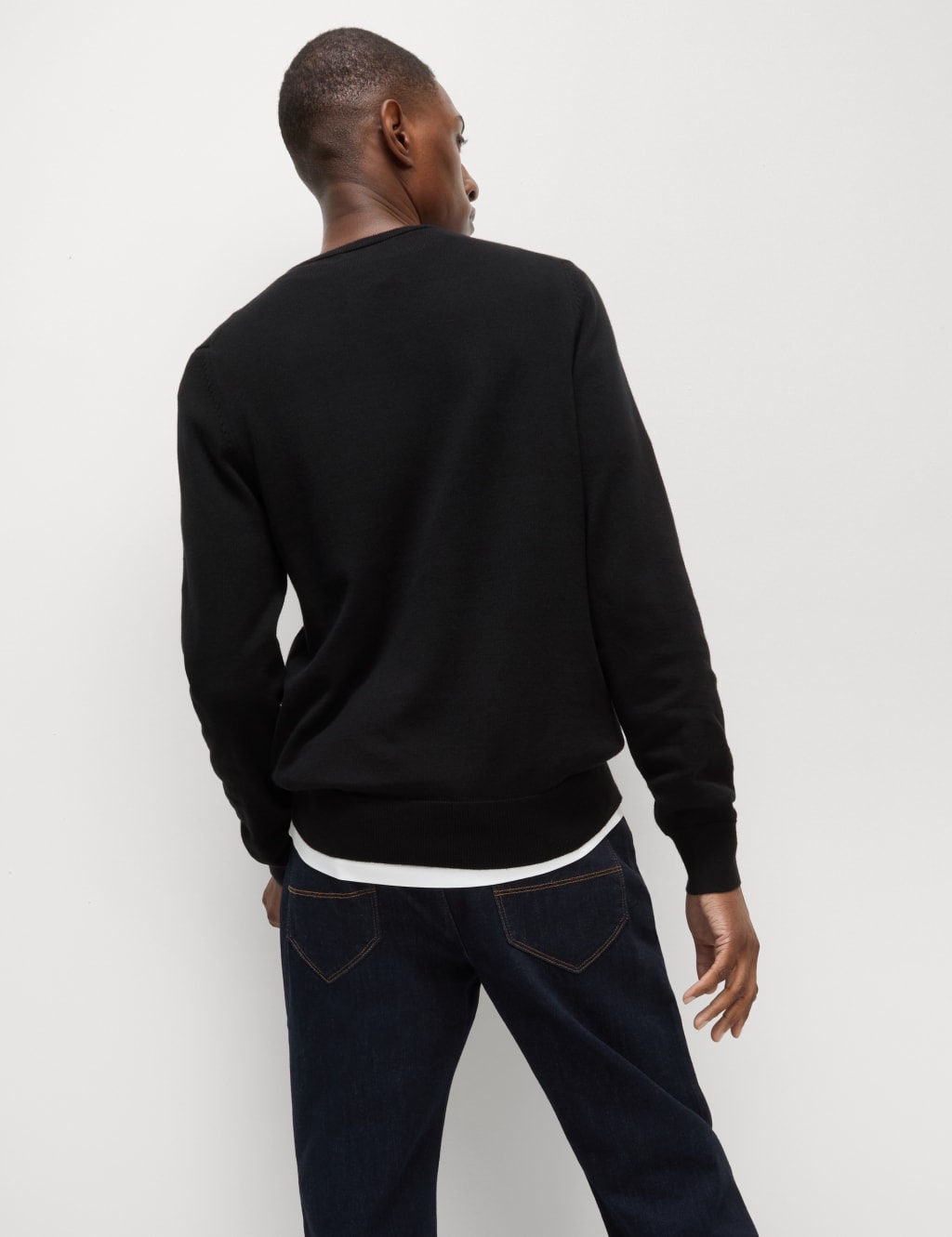 Pure Cotton V-Neck Knitted Jumper image 2
