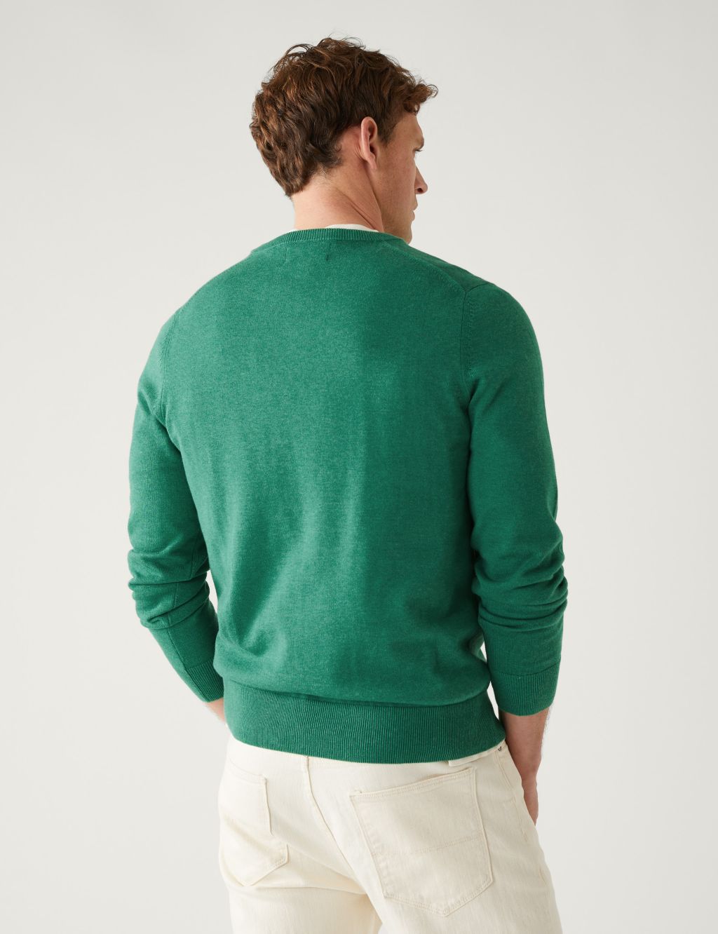 Pure Cotton V-Neck Knitted Jumper image 3