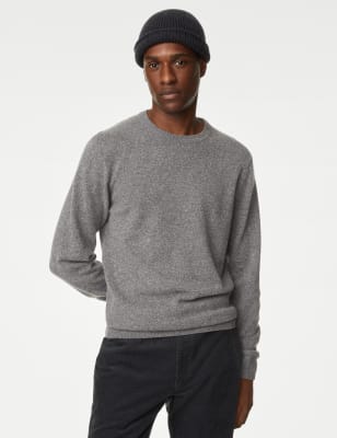 

Mens M&S Collection Pullover mit Rundhalsausschnitt aus besonders feiner, reiner Schurwolle - Mid Grey, Mid Grey