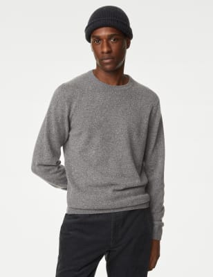 

Mens M&S Collection Pure Extra Fine Lambswool Crew Neck Jumper - Mid Grey, Mid Grey