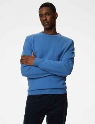 

Mens M&S Collection Pure Extra Fine Lambswool Crew Neck Jumper - Soft Blue, Soft Blue