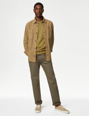 

Mens M&S Collection Pullover mit Rundhalsausschnitt aus besonders feiner, reiner Schurwolle - Antique Gold, Antique Gold