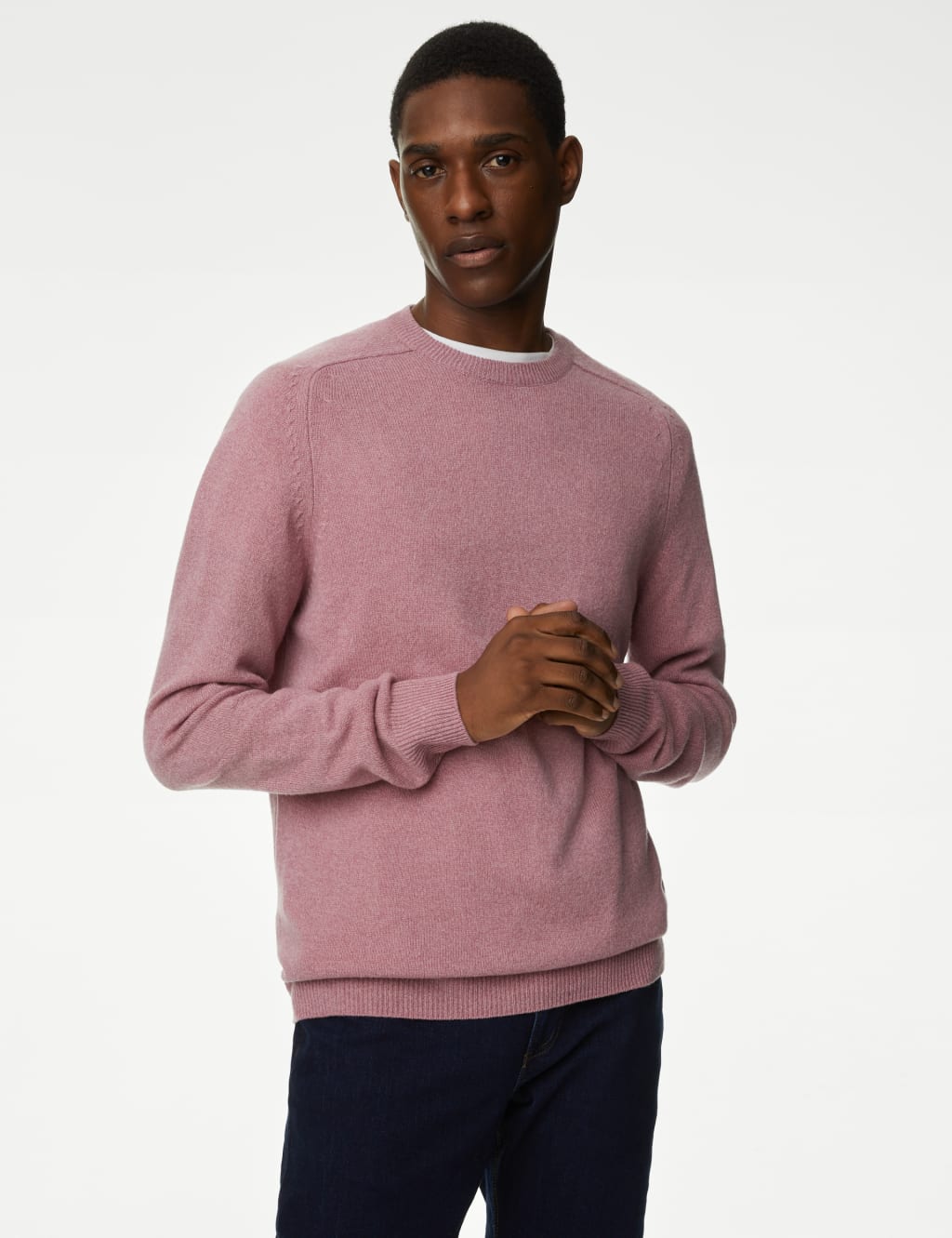 Mens pink crew neck jumper discount