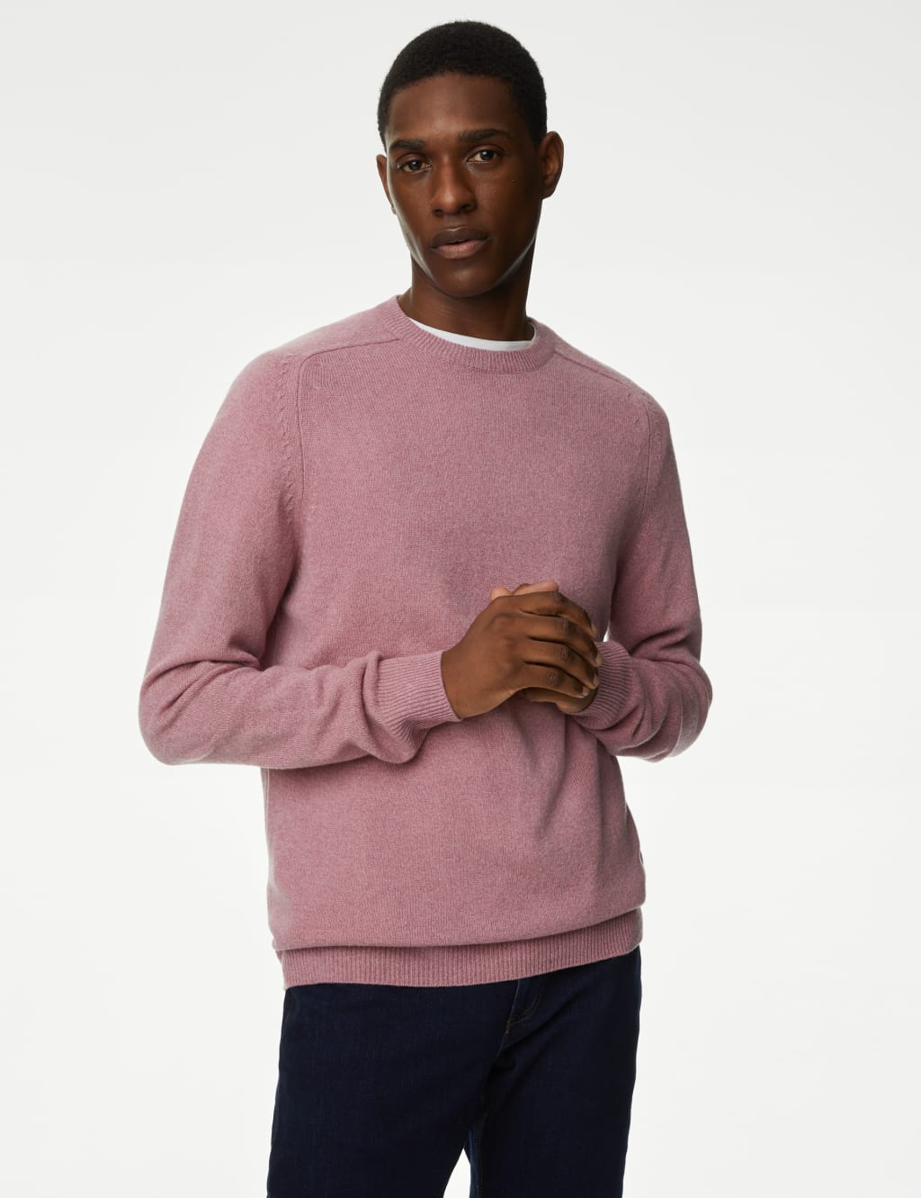 Mens pink discount crew neck jumper