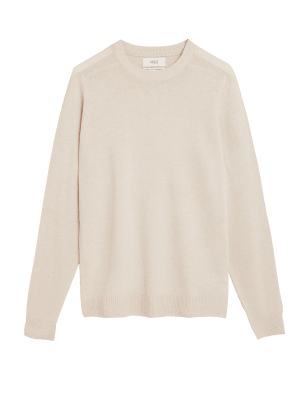 

Mens M&S Collection Pure Extra Fine Lambswool Crew Neck Jumper - Ecru, Ecru