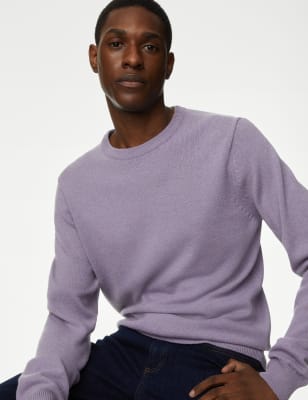 

Mens M&S Collection Pure Extra Fine Lambswool Crew Neck Jumper - Medium Lavender, Medium Lavender