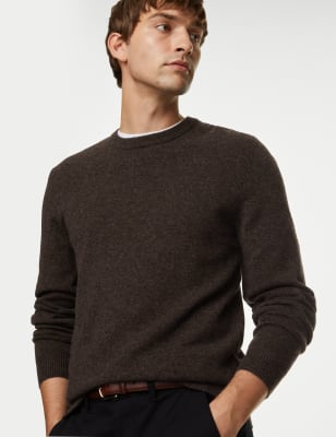 

Mens M&S Collection Pure Extra Fine Lambswool Crew Neck Jumper - Chocolate, Chocolate