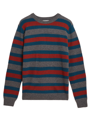 

Mens M&S Collection Pullover aus reiner extrafeiner Lammwolle - Red Mix, Red Mix