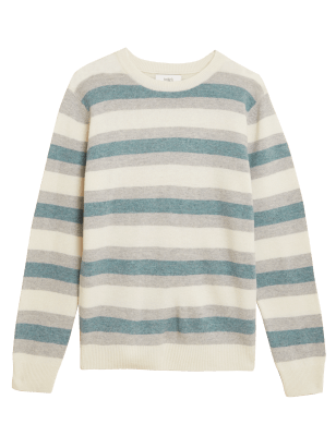 

M&S Collection Jersey de rayas 100% lana lambswool extrafinaMens - Ecru Mix, Ecru Mix