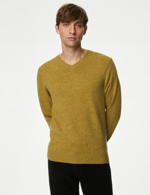 

Mens M&S Collection Pure Extra Fine Lambswool V-Neck Jumper - Antique Gold, Antique Gold