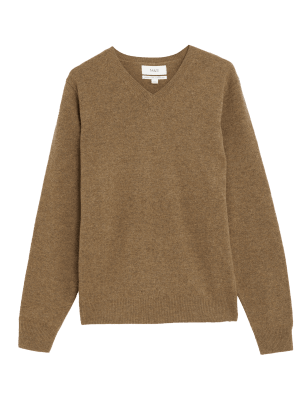 

Mens M&S Collection Pure Extra Fine Lambswool V-Neck Jumper - Chartreuse, Chartreuse