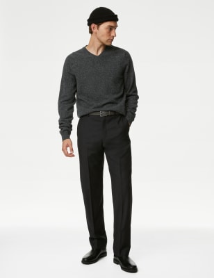 

Mens M&S Collection Pure Extra Fine Lambswool V-Neck Jumper - Dark Charcoal, Dark Charcoal