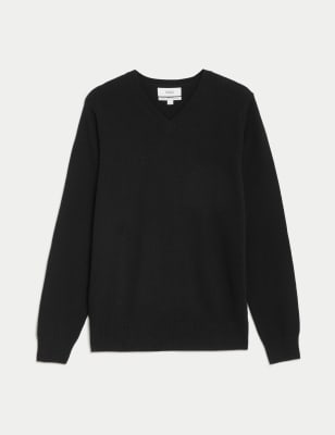 

Mens M&S Collection Pure Extra Fine Lambswool V-Neck Jumper - Black, Black