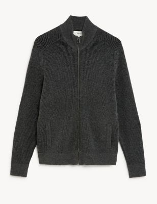 Cotton Lambswool Blend Knitted Jacket