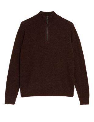 Mens M&S Collection Pure Extra Fine Lambswool Jumper - Berry