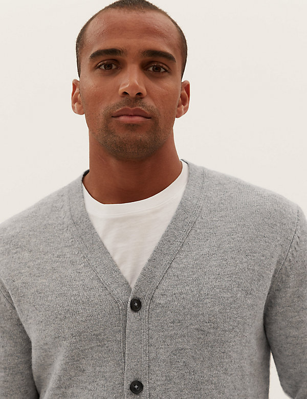 Pure Extra Fine Lambswool V-Neck Cardigan - GH