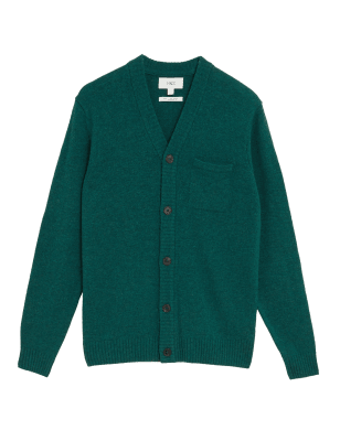 

Mens M&S Collection Pure Lambswool Cardigan - Green, Green