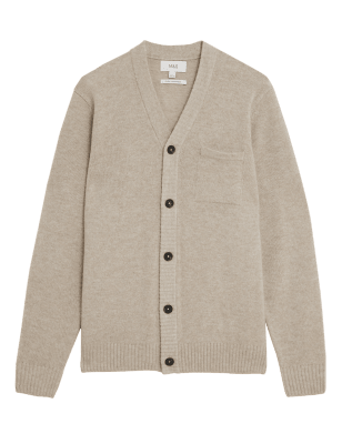 

Mens M&S Collection Pure Lambswool Cardigan - Neutral, Neutral