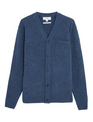 

Mens M&S Collection Pure Lambswool Cardigan - Mid Blue, Mid Blue