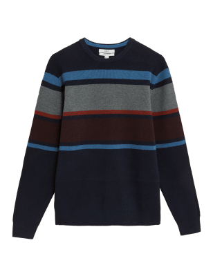 

Mens M&S Collection Cotton Blend Striped Crew Neck Jumper - Multi, Multi