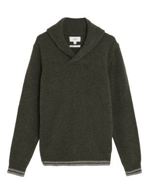 

Mens M&S Collection Pullover mit hohem Wollanteil und Schalkragen - Khaki Mix, Khaki Mix