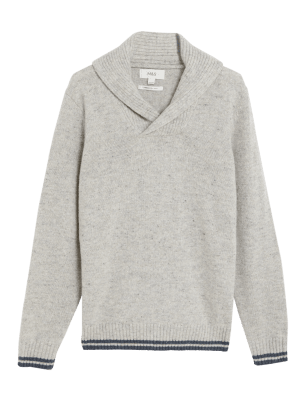 

M&S Collection Jersey de lana con cuello de chalMens - Grey, Grey