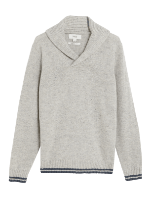 

Mens M&S Collection Wool Rich Shawl Neck Jumper - Grey, Grey