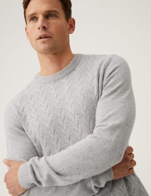 Cable-Knit Crew Neck Sweater