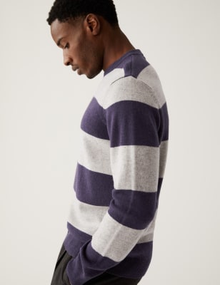 

Mens M&S Collection Pullover aus reiner extrafeiner Lammwolle - Purple Mix, Purple Mix
