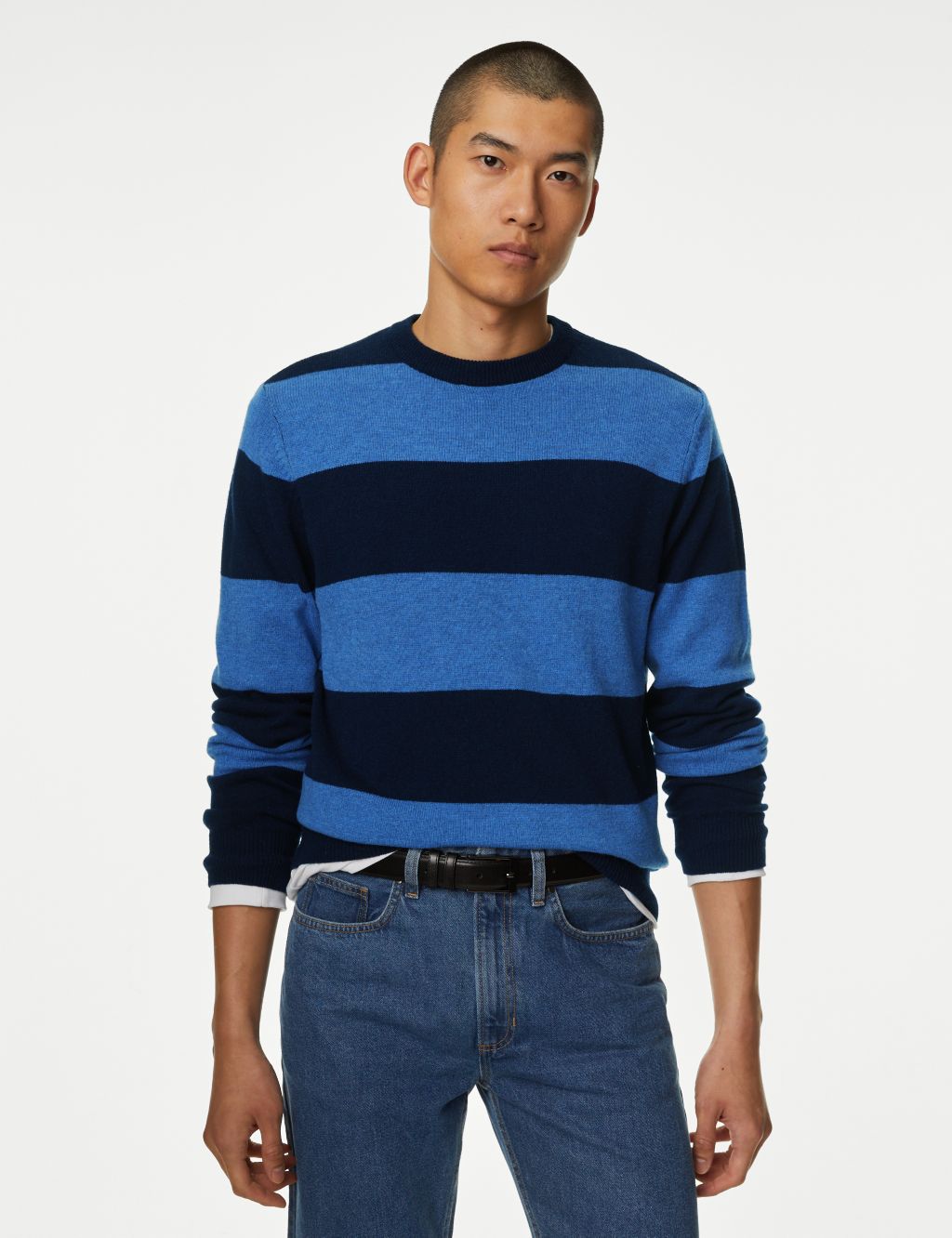 Pure Extra Fine Lambswool Striped Jumper image 2