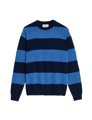 

Mens M&S Collection Pullover aus reiner extrafeiner Lammwolle - Blue Mix, Blue Mix