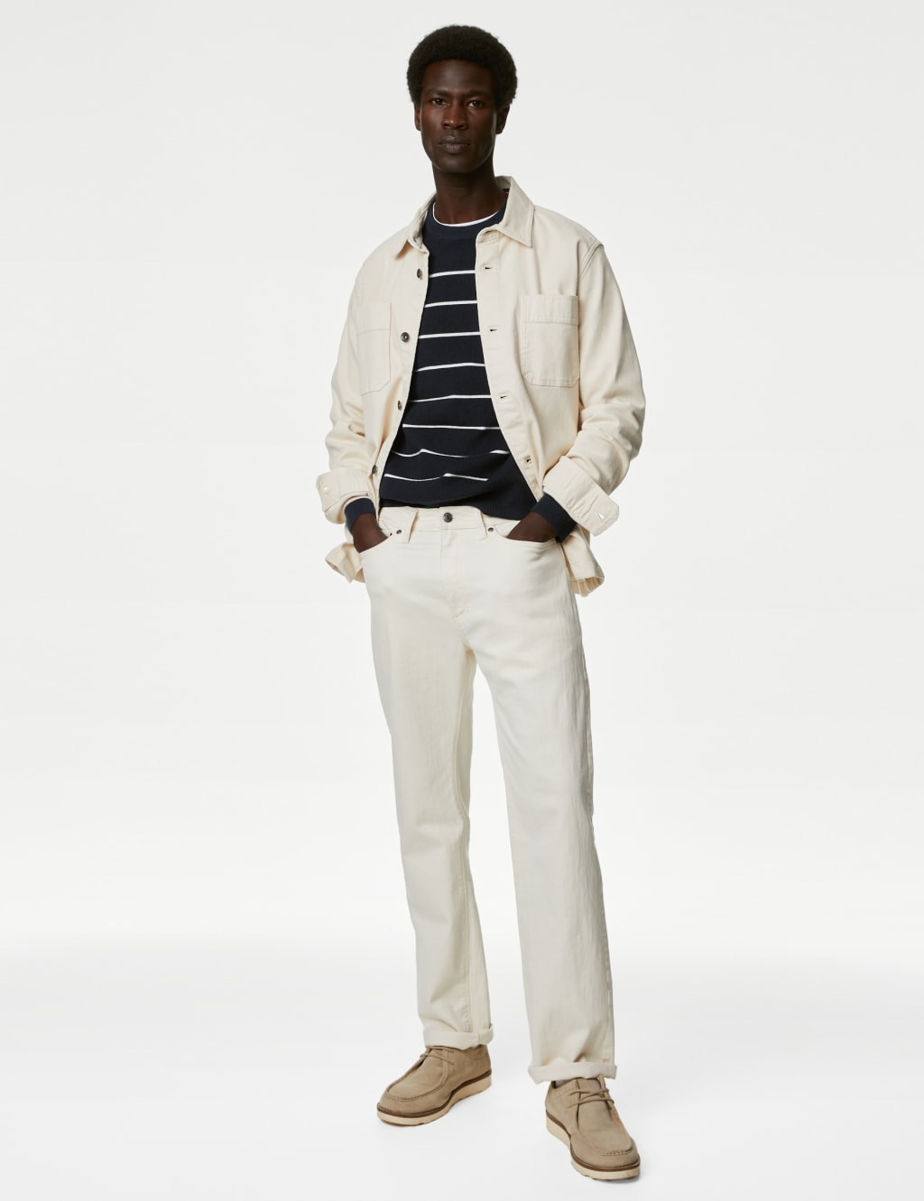 Cotton Blend Striped Crew Neck Jumper image 4
