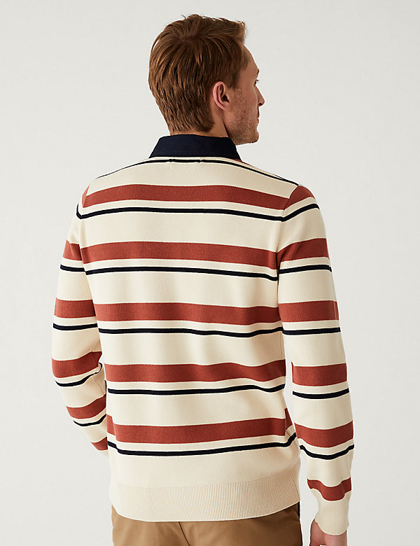 Pure Cotton Striped Knitted Rugby Shirt - AL