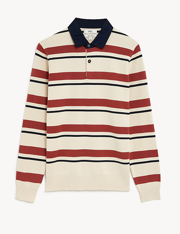 Pure Cotton Striped Knitted Rugby Shirt - IL