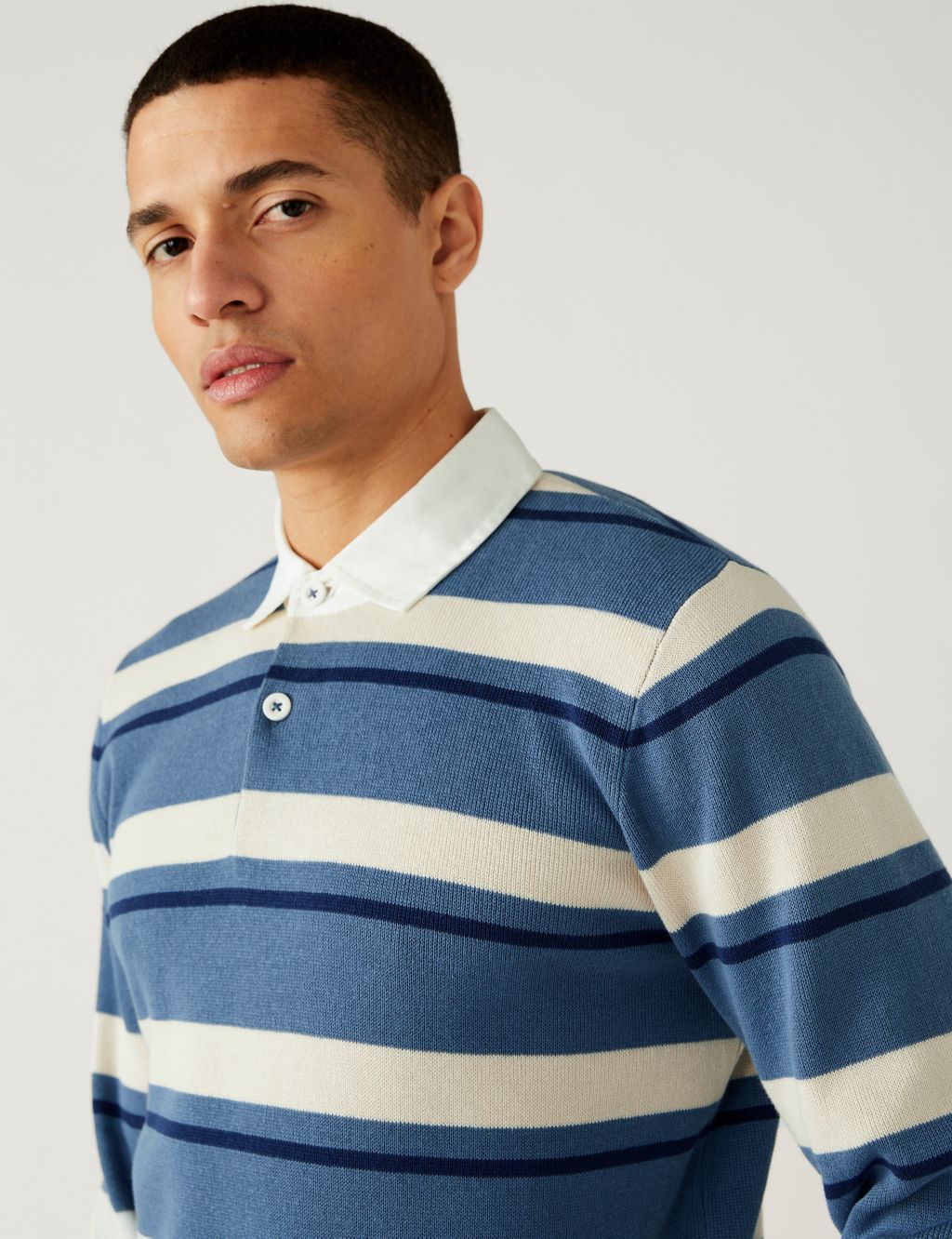 Pure Cotton Striped Knitted Rugby Shirt image 1